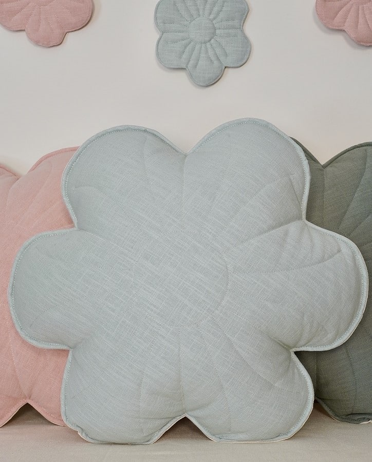 Kissen Blume Leinen "Mint"