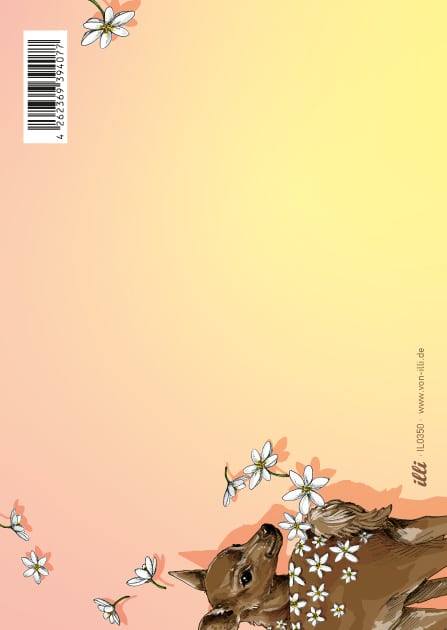 Postkarte Bambi "BINJA" mit Blümchen von illi