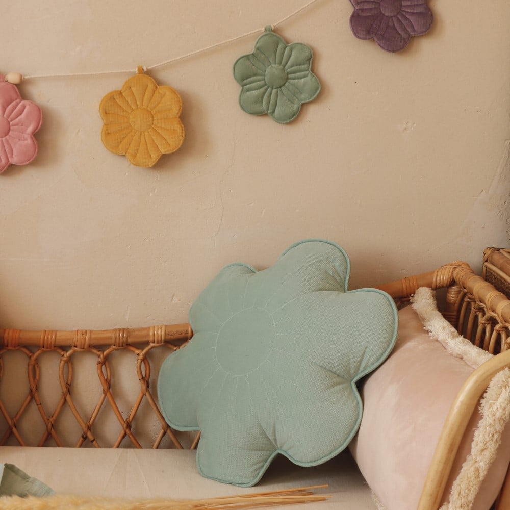 Kissen Blume Samt "Mint"