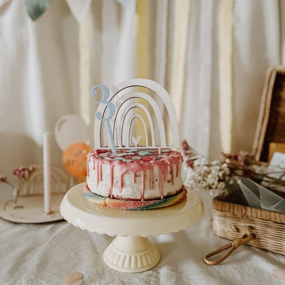 1. Geburtstag Tortendeko Für Mädchen – Cake Topper Set Mit Regenbogen, Sternen & Nummer 1, Rosa/gold