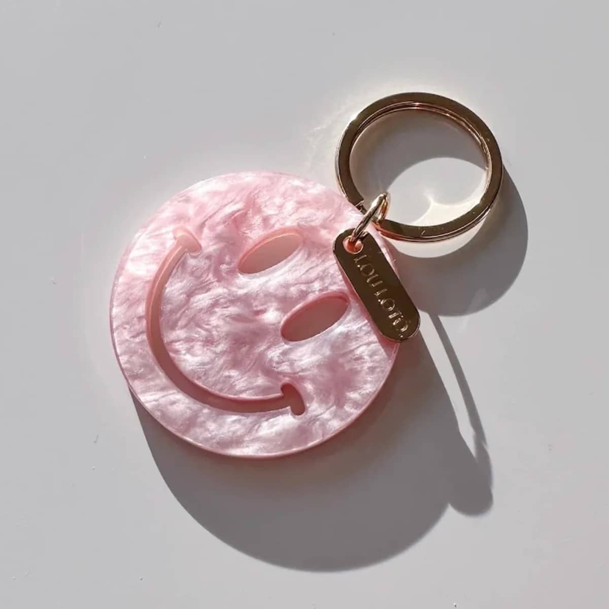 Schlüsselanhänger, Rosa Smiley