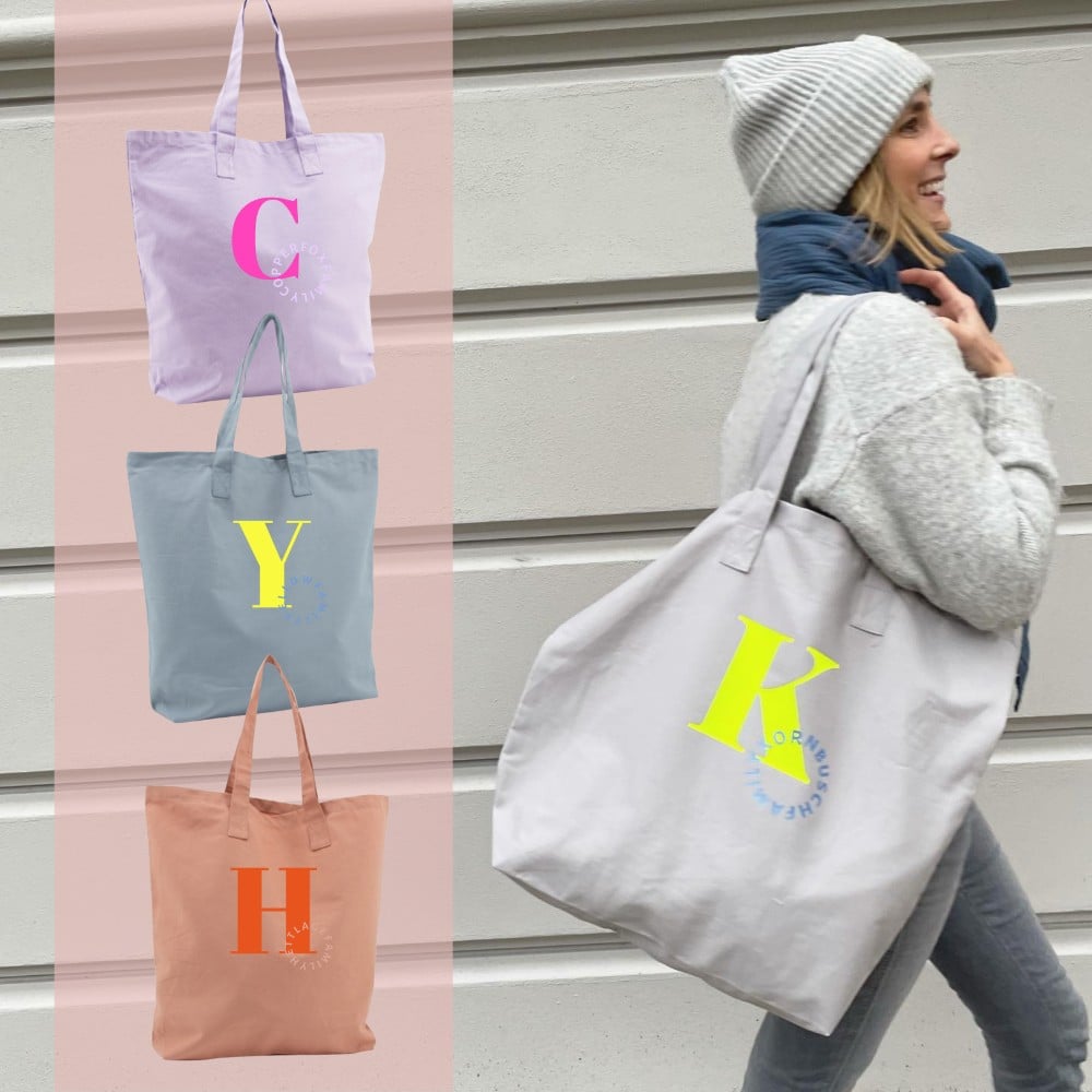 Jutebag XL *Neon Edition*, Pigeon Blue & Neon Gelb