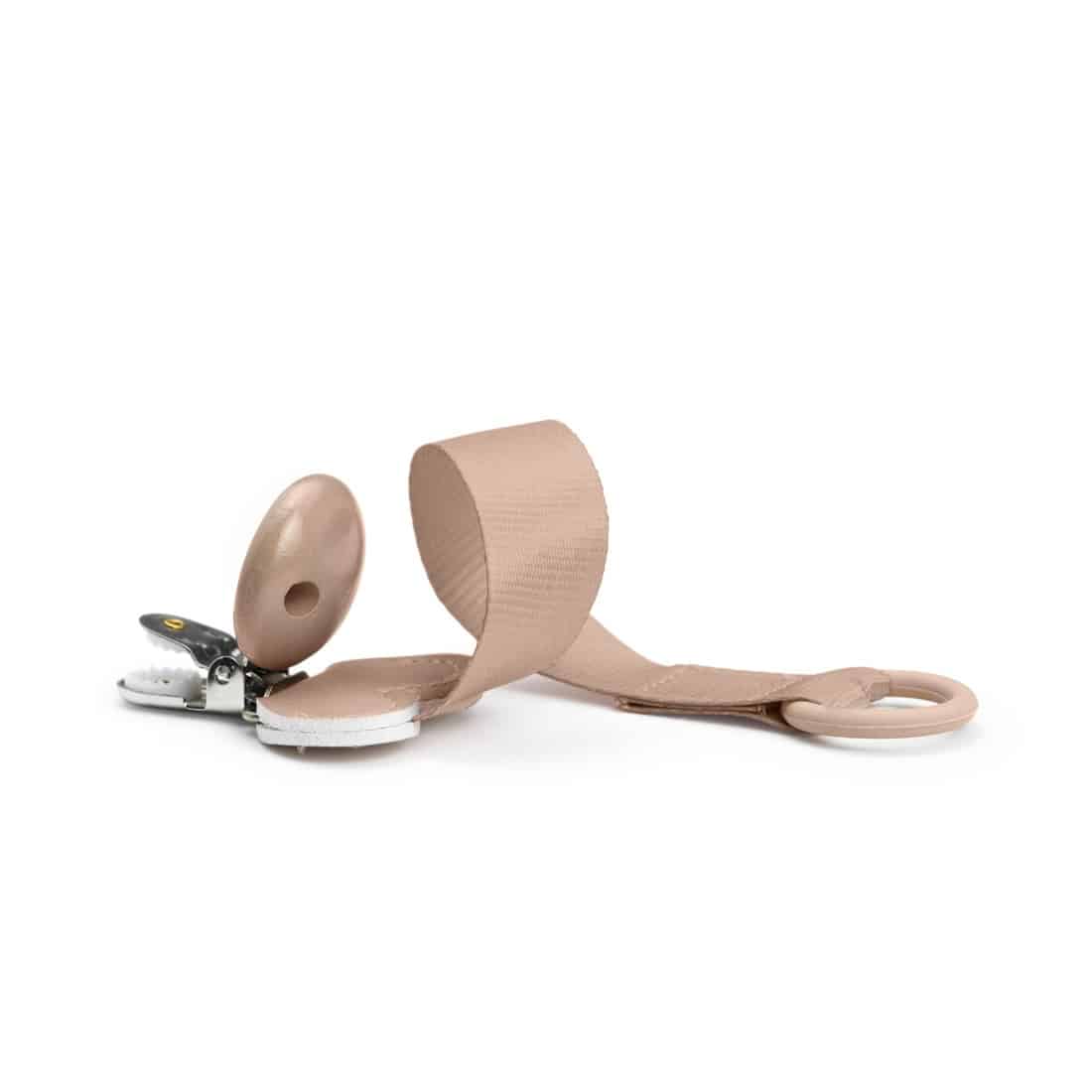 Schnullerband mit Holzdetail, Blushing Pink