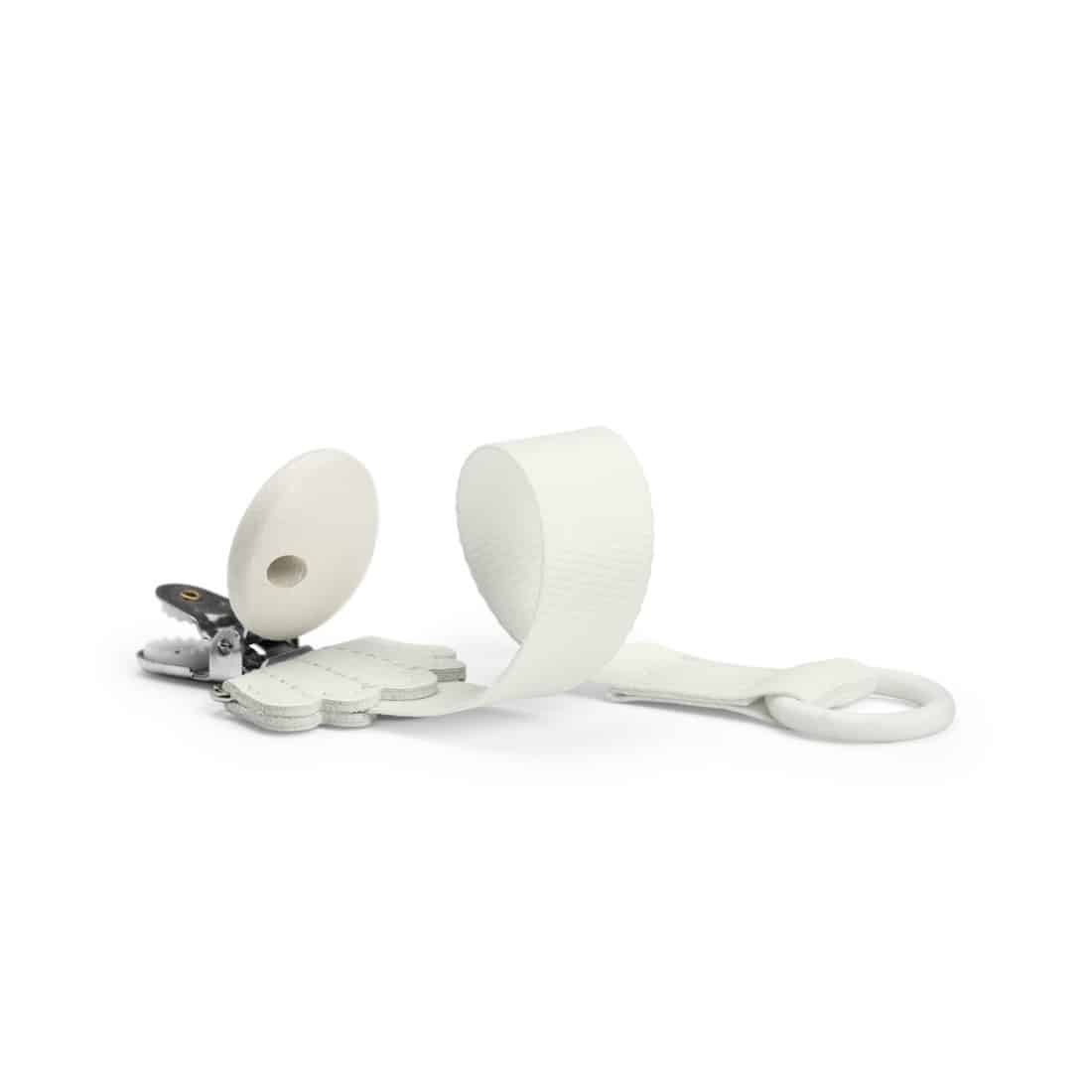 Schnullerband mit Holzdetail, Vanilla White