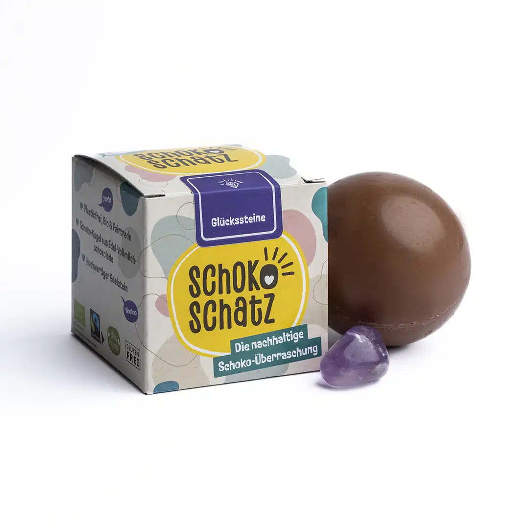 6er Pack SchokoSchatz für Kids mit Schatzkiste, Edition "Glückssteine"