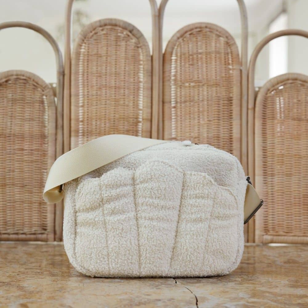 Wickeltasche Crossbody, White Bouclé