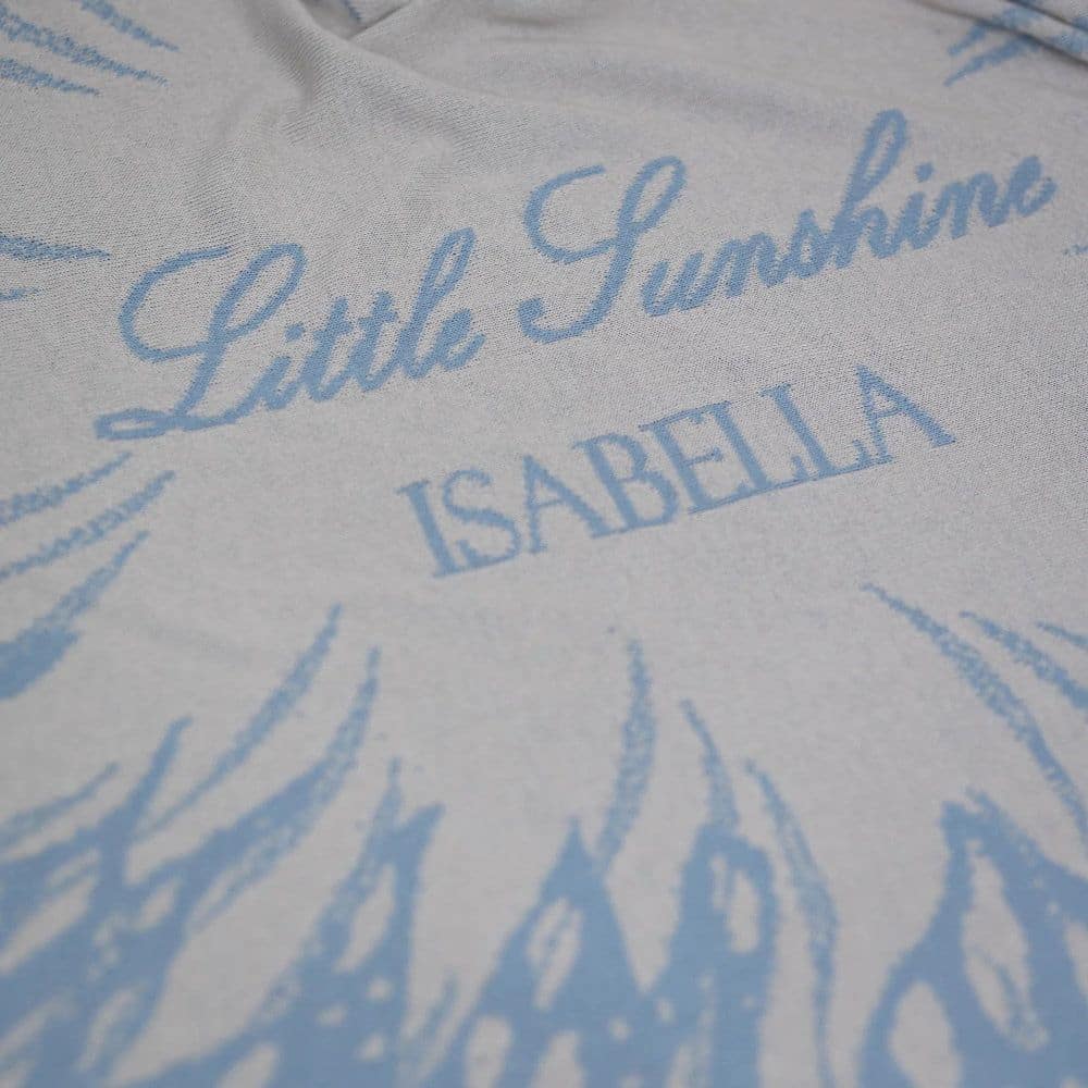 Personalisierte Babydecke *Sunshine*, Himmelblau / Cremeweiss