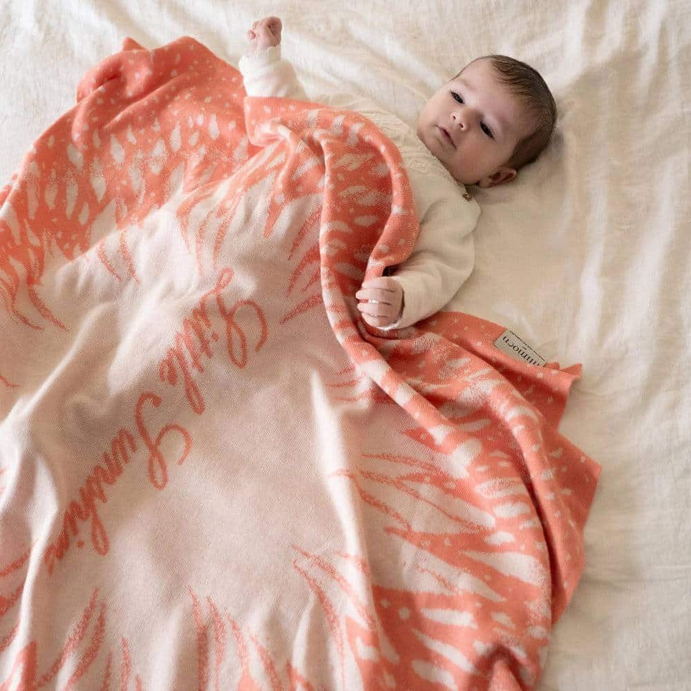 Personalisierte Babydecke *Sunshine*, Himmelblau / Cremeweiss
