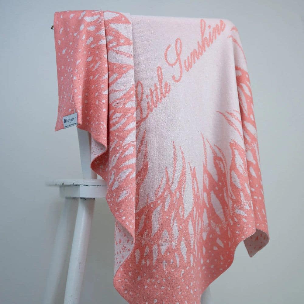 Personalisierte Babydecke *Sunshine*, Himmelblau / Cremeweiss