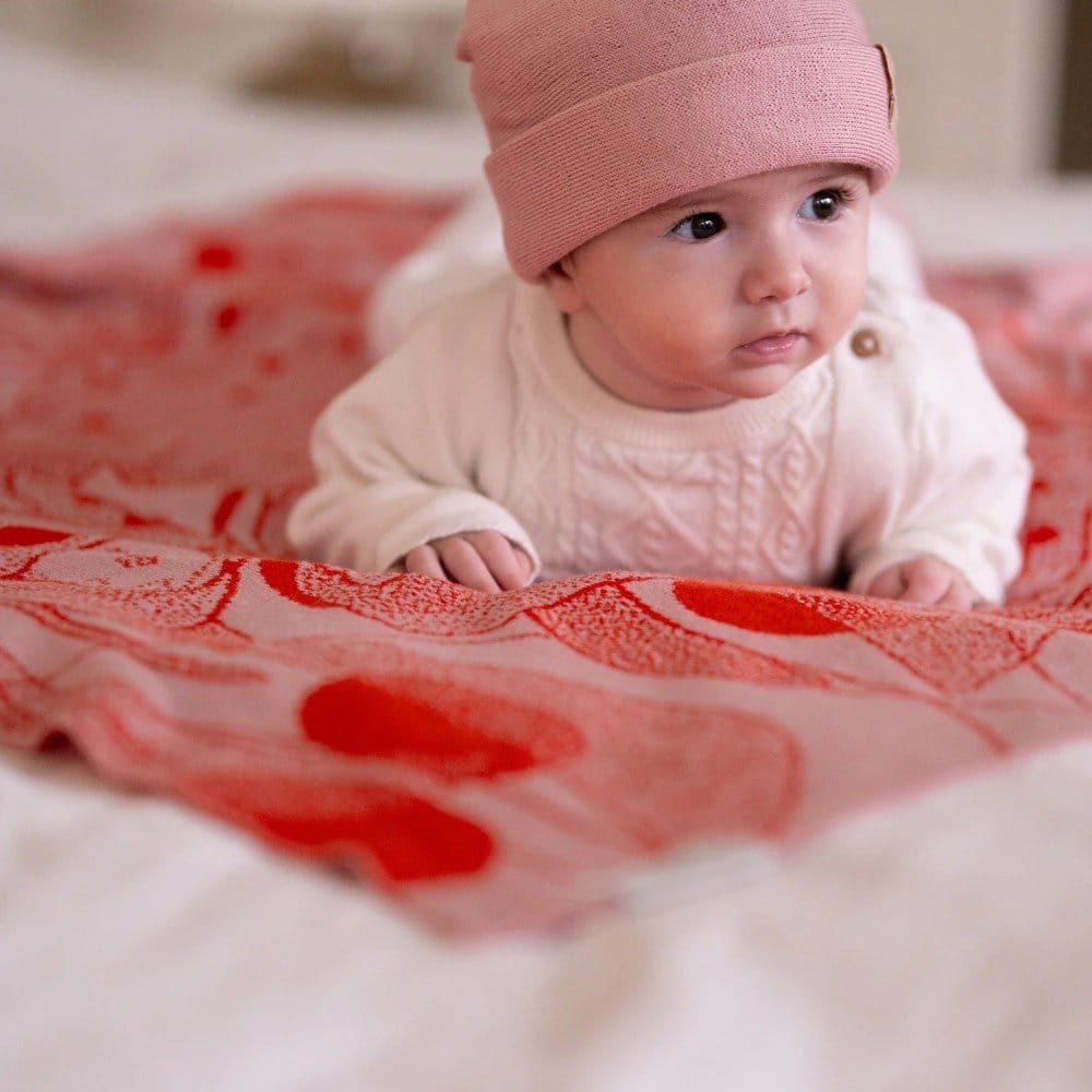 Personalisierte Babydecke *Rosalie*, Korallenrosa / Rot