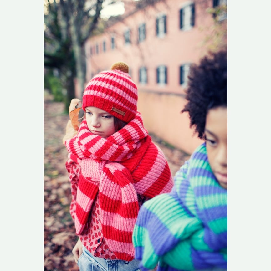 Schal gestrickt, pink/red