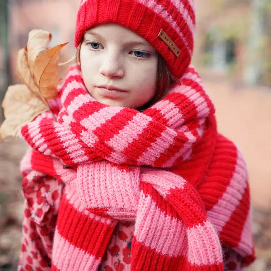 Schal gestrickt, pink/red