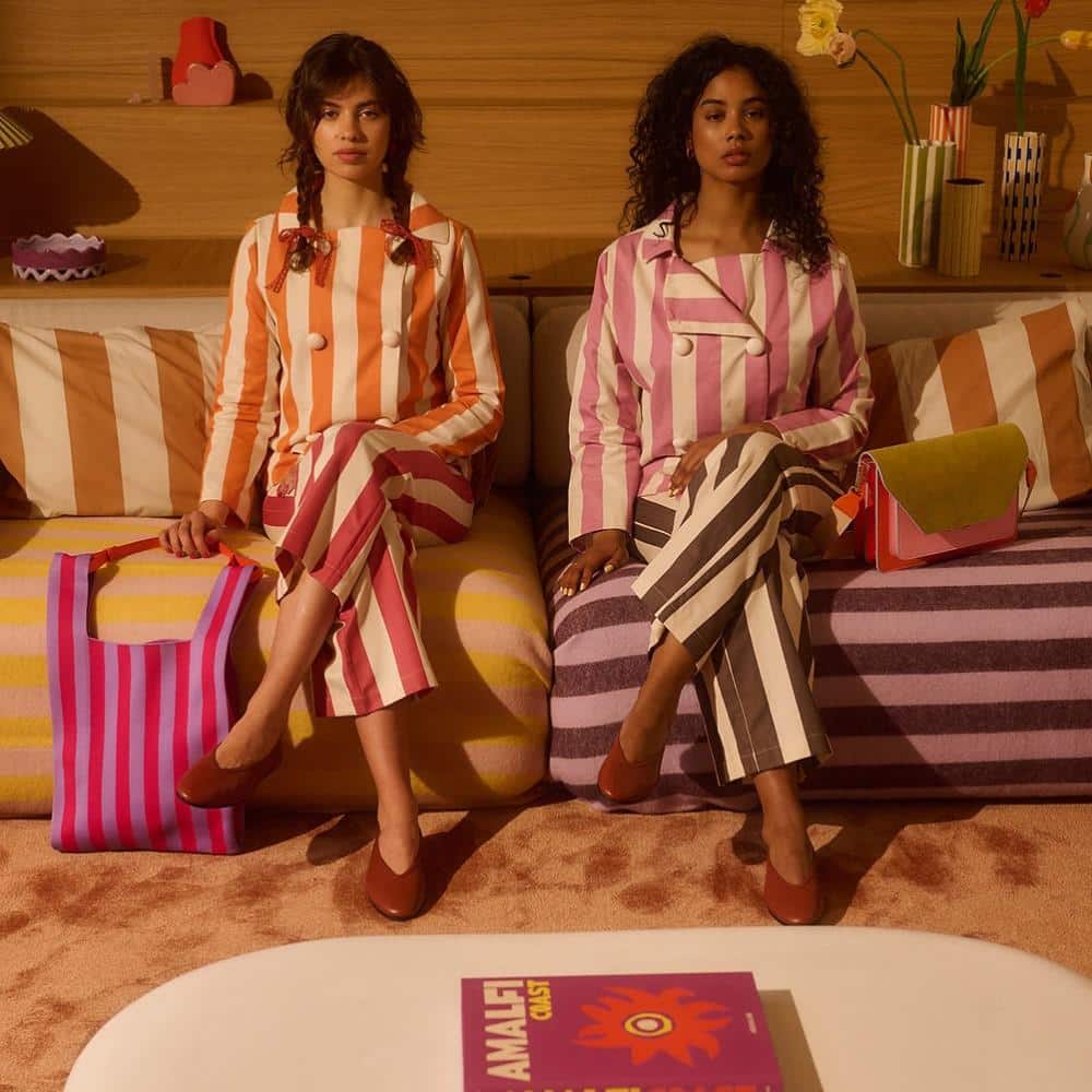 Markttasche *Knitted Stripes*, positano purple + sunset lilac