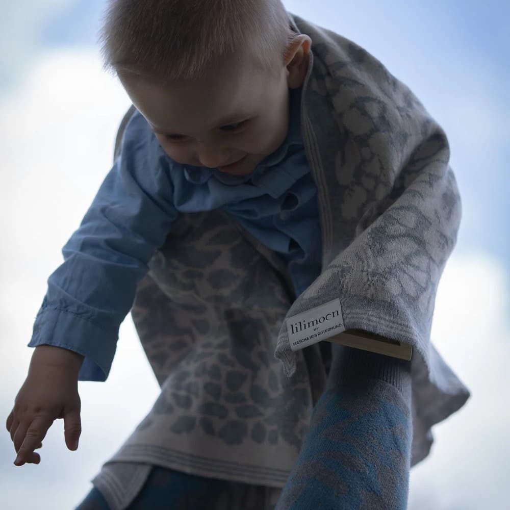 Personalisierte Babydecke *Iris*, Hellgrau / Cremeweiss