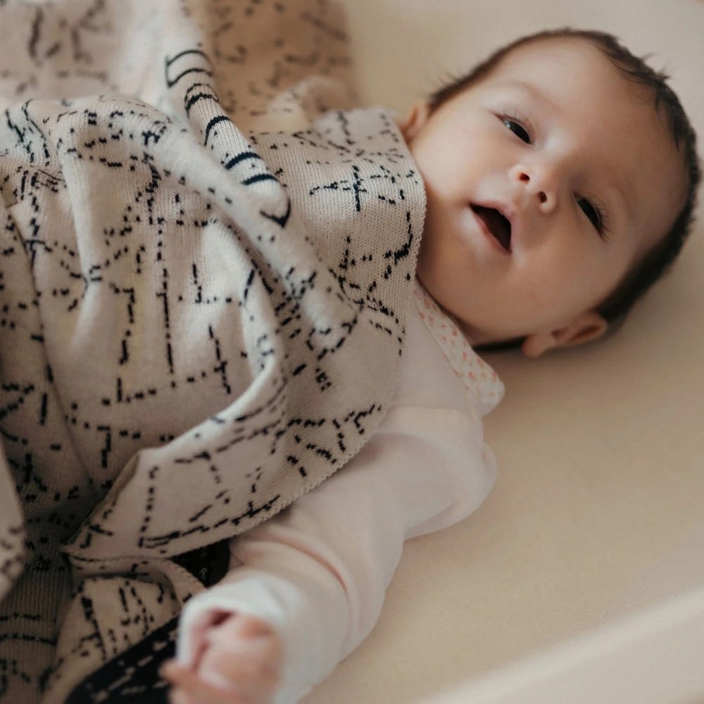Personalisierte Babydecke *Midnight*, Nachthimmel / Cremeweiß
