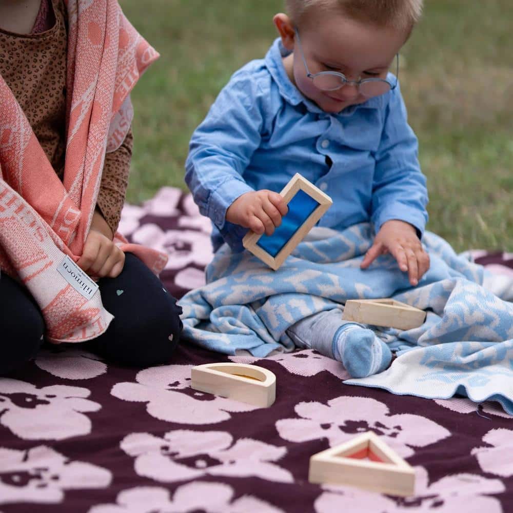 Personalisierte Babydecke *Ocean*, Himmelblau / Cremeweiss