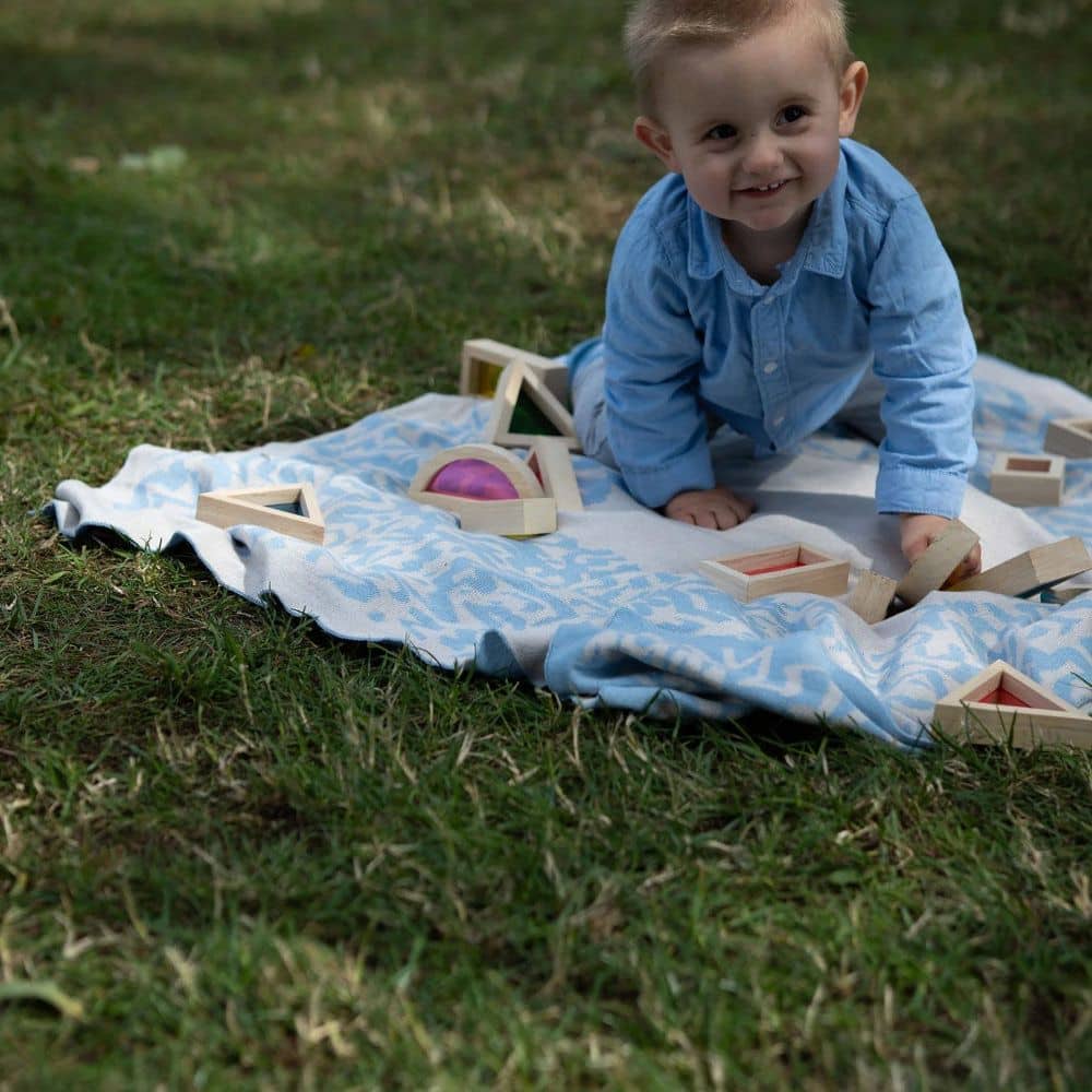 Personalisierte Babydecke *Ocean*, Himmelblau / Cremeweiss