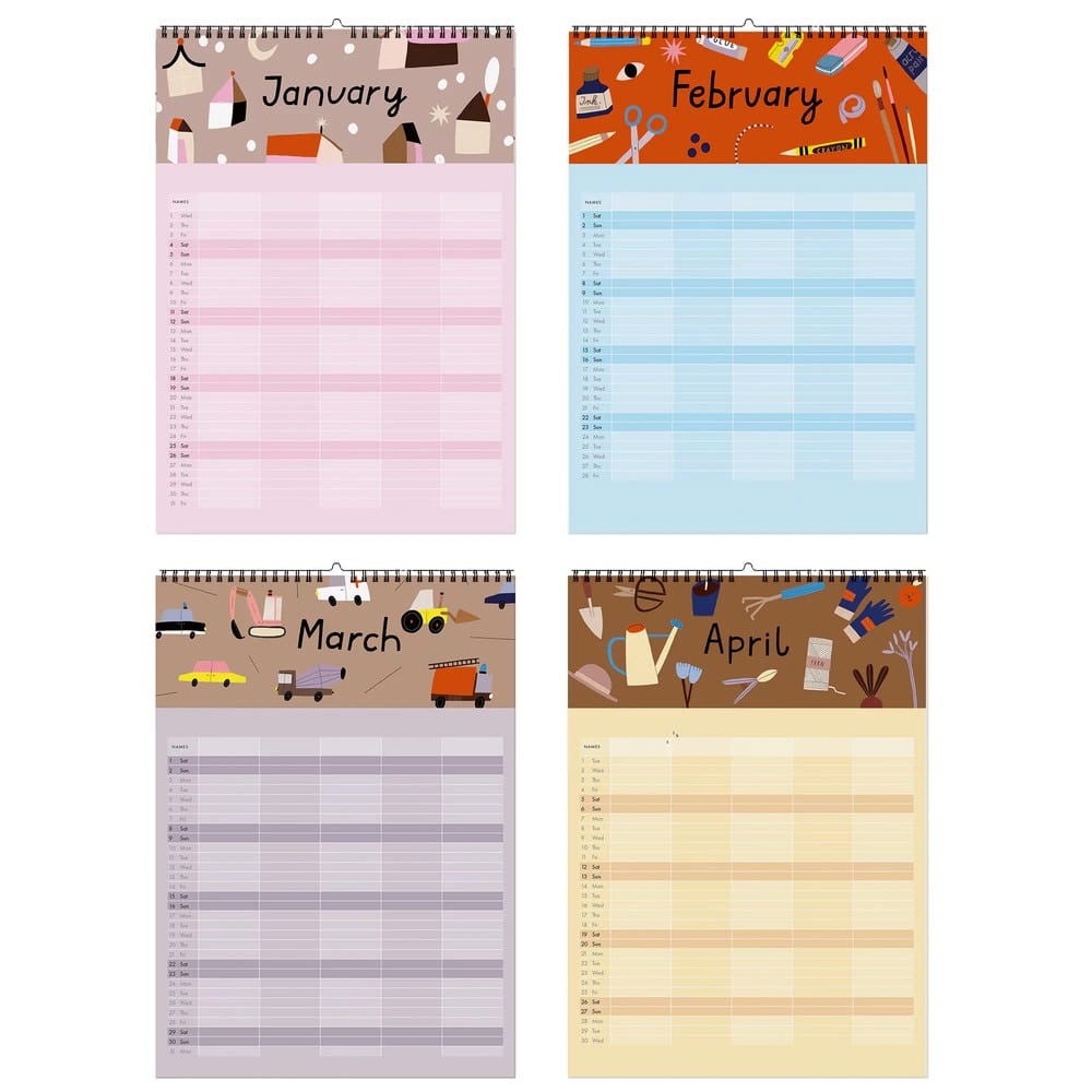 Familienkalender 2025 inkl. Poster + 88 Sticker