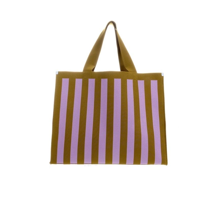 Shopper *Knitted Stripes*, sunset lilac + costa green