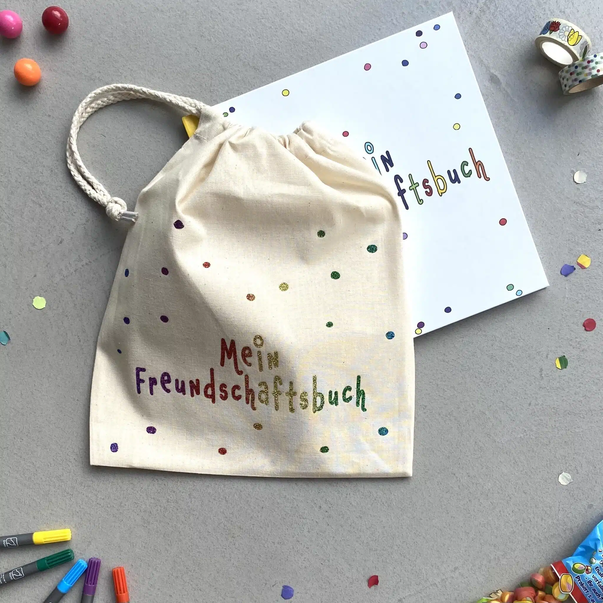 Freundebuch + Tasche Pünktchen 6 Freundebuch Set mit Tasche Pünktchen