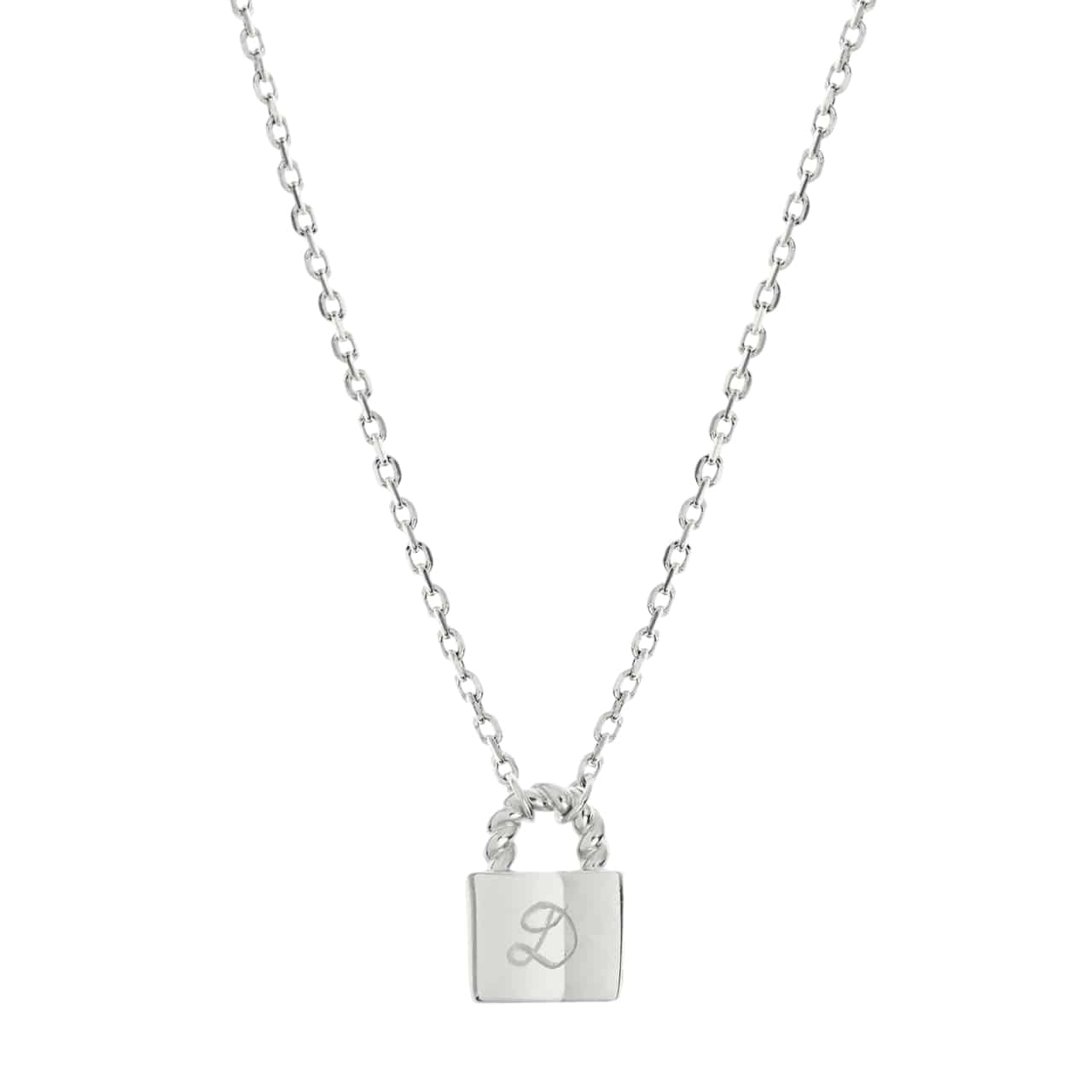 Personalisierte Halskette mit Schlossanhänger in 925 Sterlingsilber