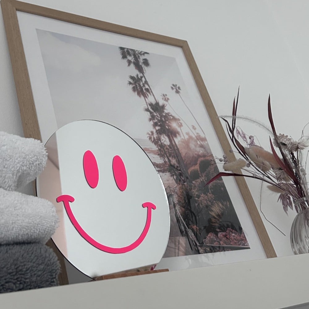 Spiegel *Happy Smile*, Neon Pink