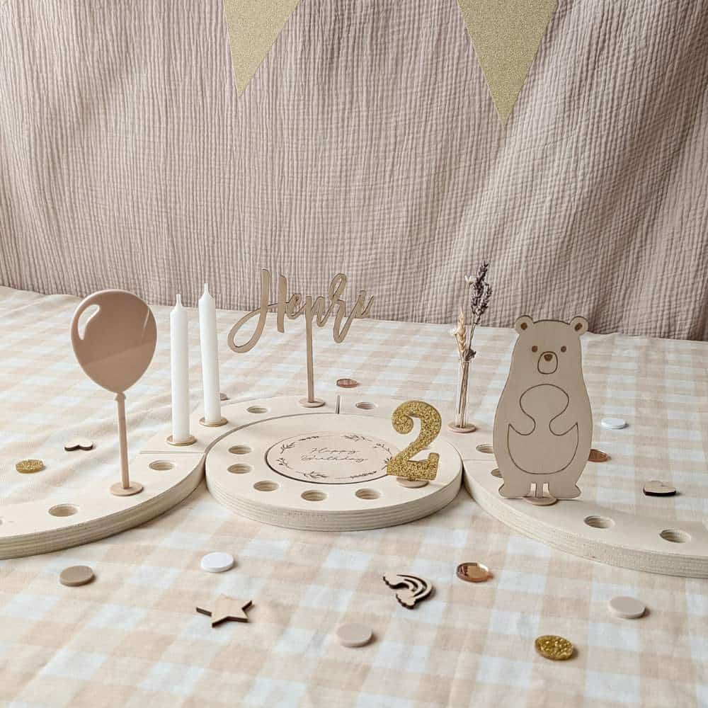 Geburtstagskranz Set, Beige & Gold, Konfetti gratis