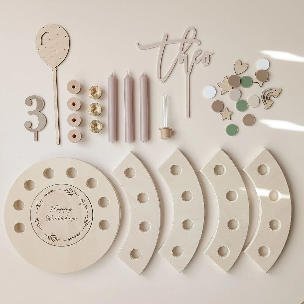 Geburtstagskranz Set, Beige & Khaki, Konfetti gratis