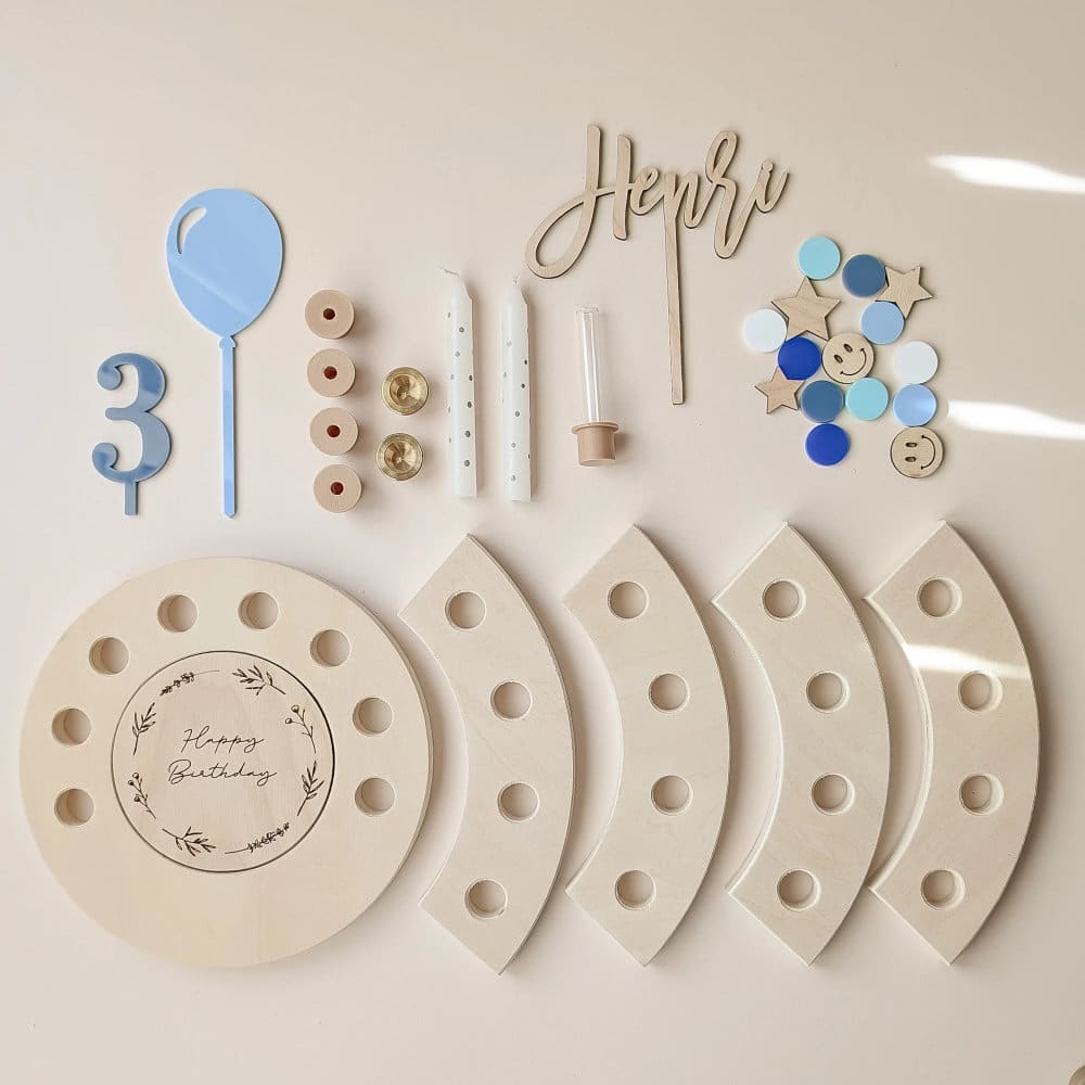 Geburtstagskranz Set, Blau, Konfetti gratis