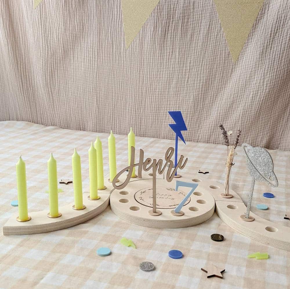 Geburtstagskranz Set, Neongelb & Blau, Konfetti gratis
