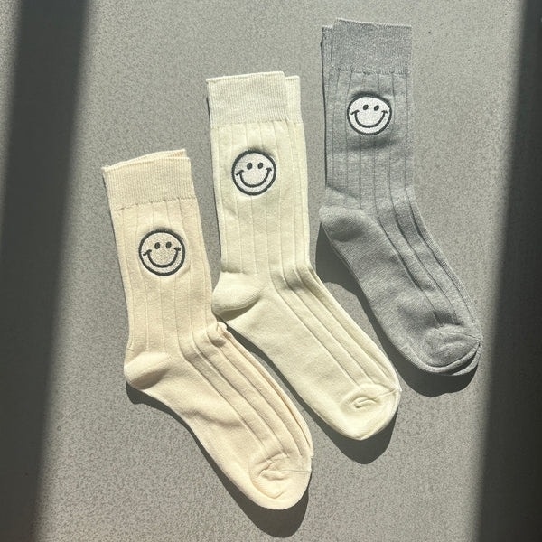 Socken *Funny*, Creme mit Smiley