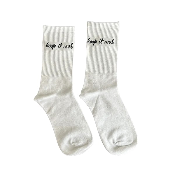 Tennis Socken, Statement *keep it real*, Weiß