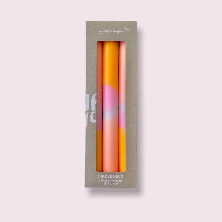 Dip Dye Kerzen *Neon*, Valentine, 3er Set