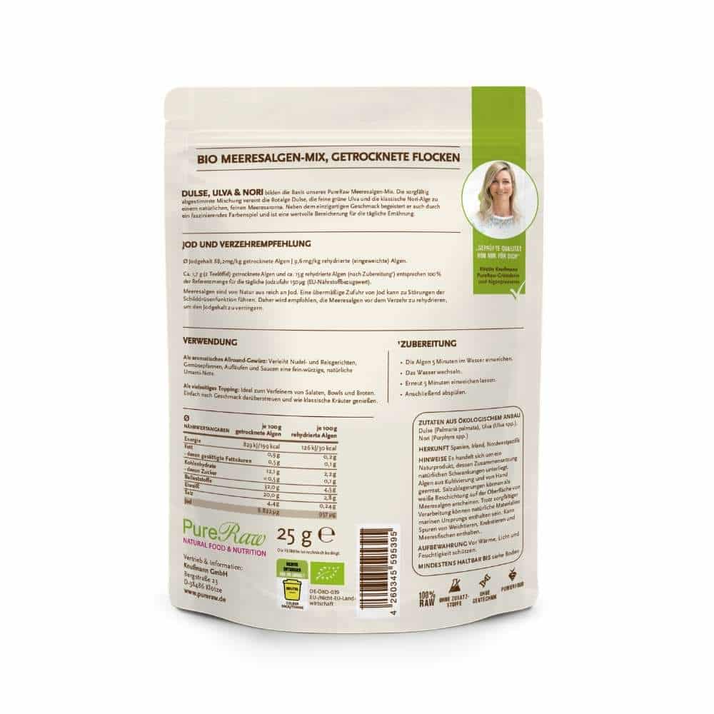 Meeresalgen Mix *Dulse, Ulva, Nori*, getrocknete Algenflocken (Bio & Roh), 25g