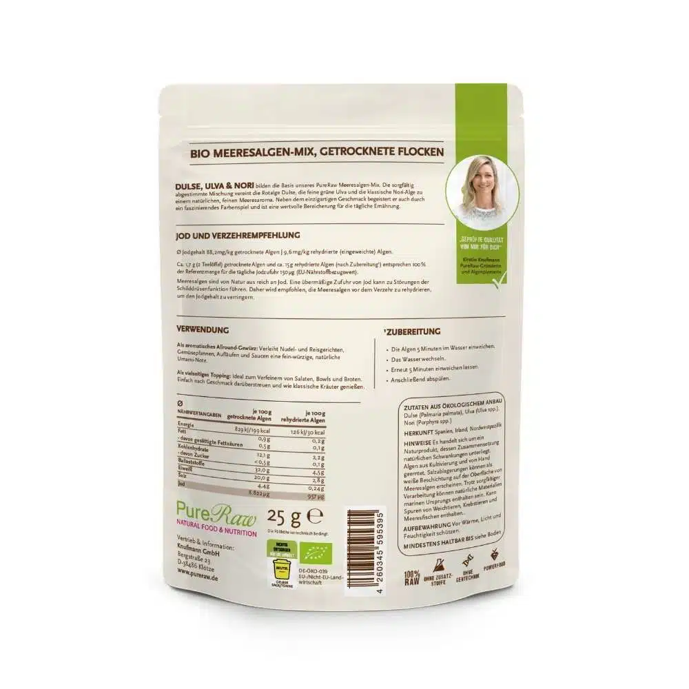 Meeresalgen Mix *Dulse, Ulva, Nori*, getrocknete Algenflocken (Bio & Roh), 25g