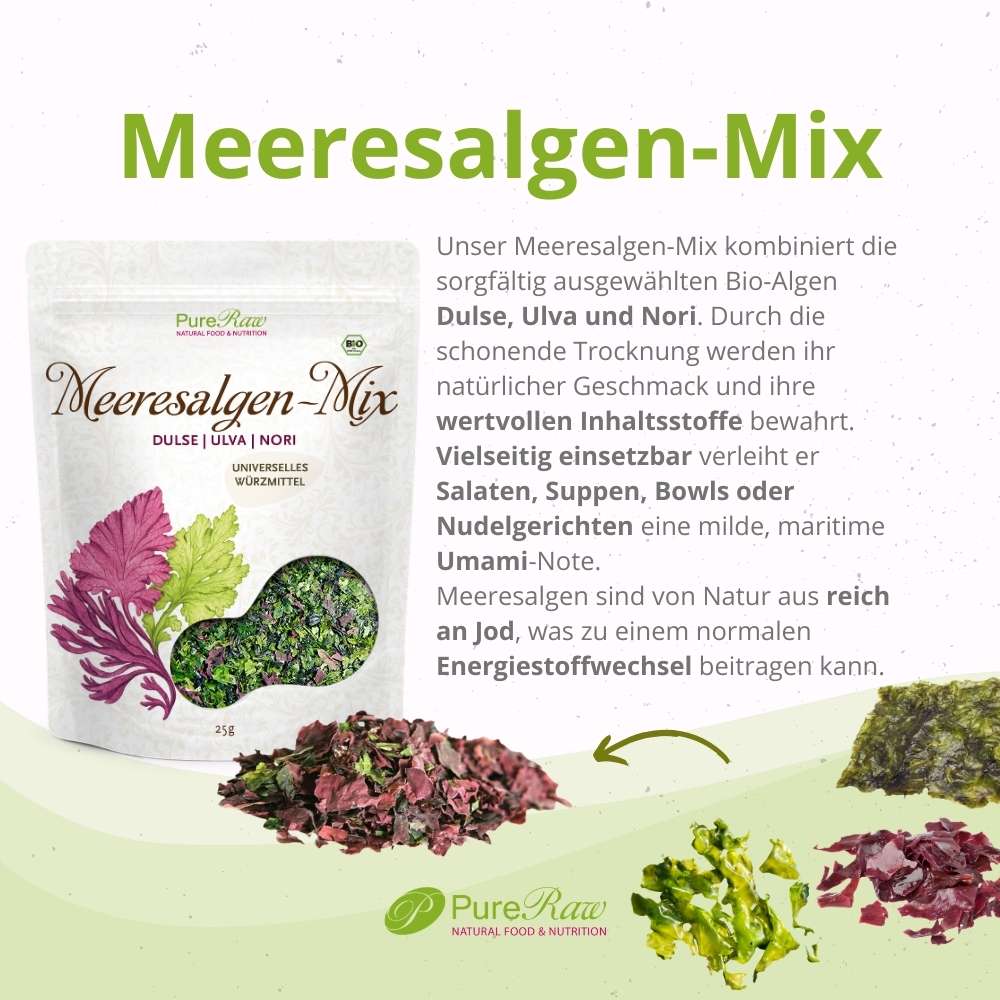 Meeresalgen Mix *Dulse, Ulva, Nori*, getrocknete Algenflocken (Bio & Roh), 25g
