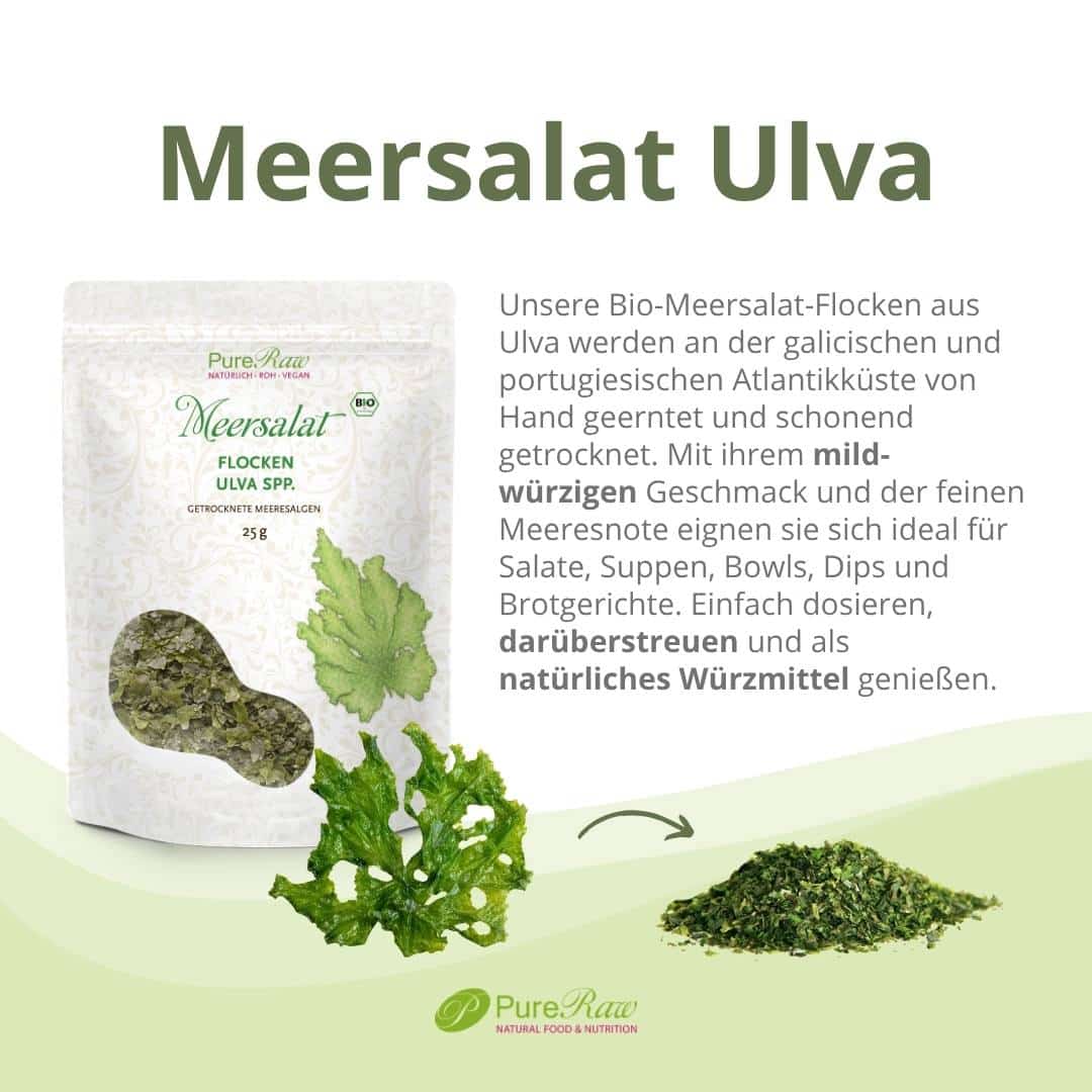 Meersalat Flocken *Ulva*, getrocknete Algen (Bio & Roh), 25g