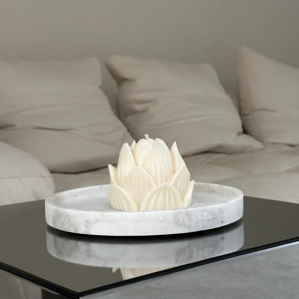 Lotuskerze, Creme Weiß