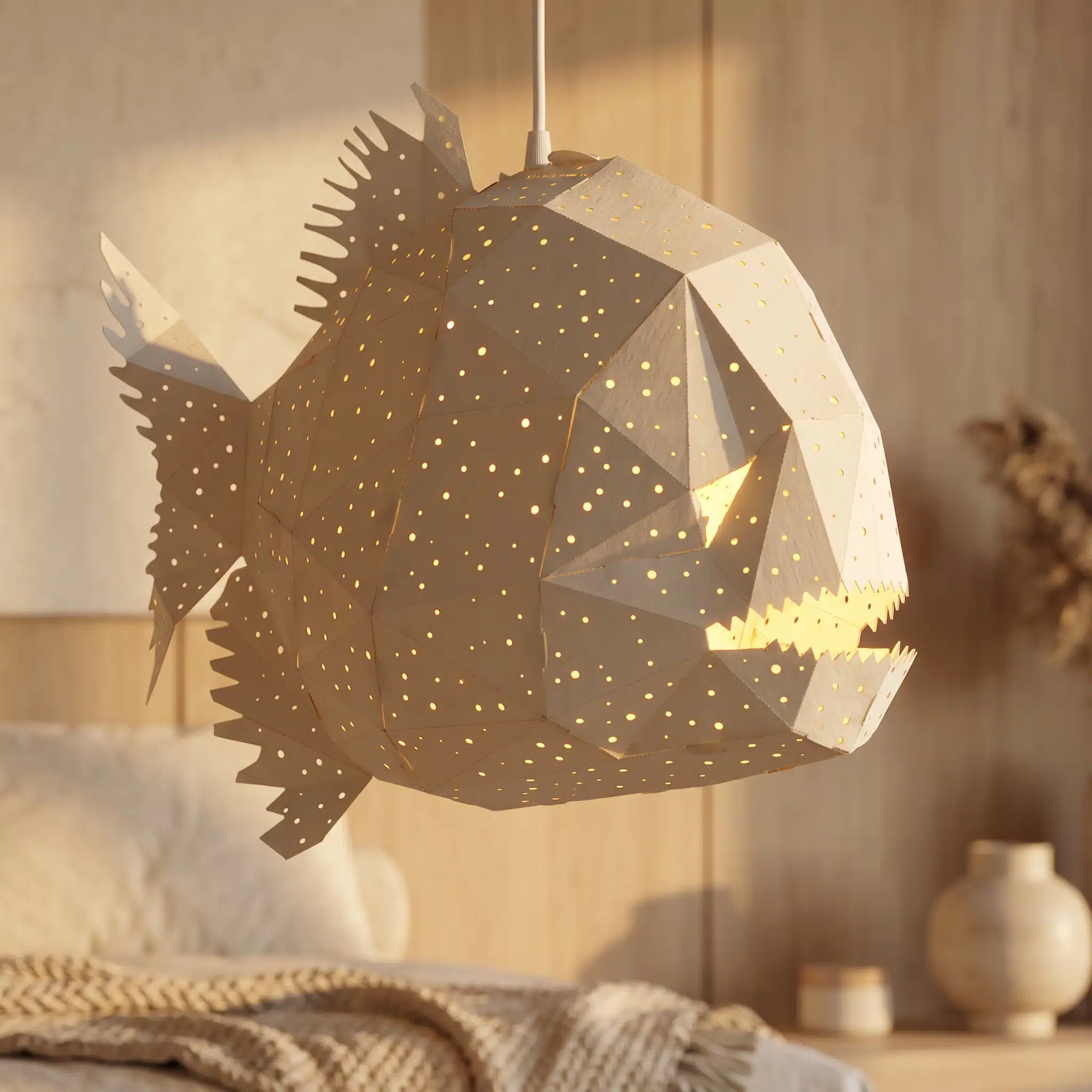 Glowfish – Fisch-Pendelleuchte, Weiß – weitere Ansicht