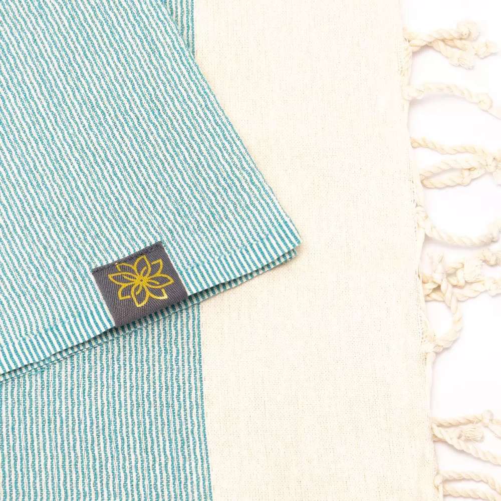 Tuch *Fouta* Hamamtuch Feine Linien, Emerald Stone 200x100cm