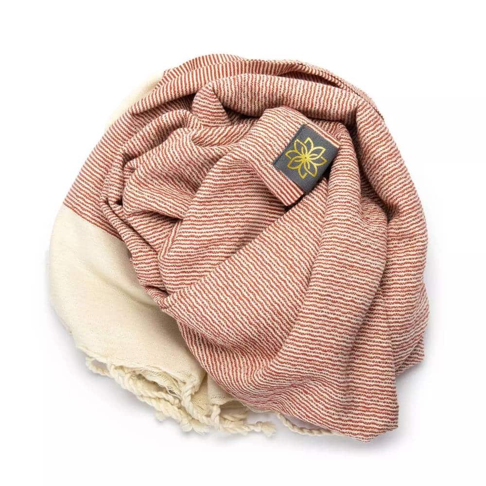 Tuch *Fouta* Hamamtuch Feine Linien, Terracotta 200x100cm