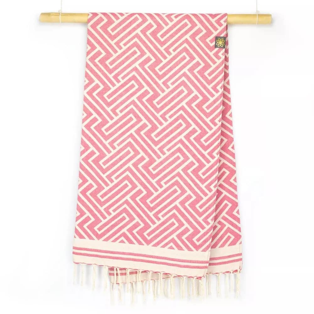 Tuch *Fouta* Hamamtuch Labyrinth, Fuchsia Flower 200x100cm