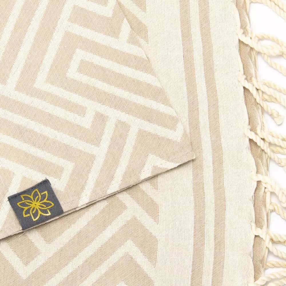 Tuch *Fouta* Hamamtuch Labyrinth, Natural Raffia 200x100cm