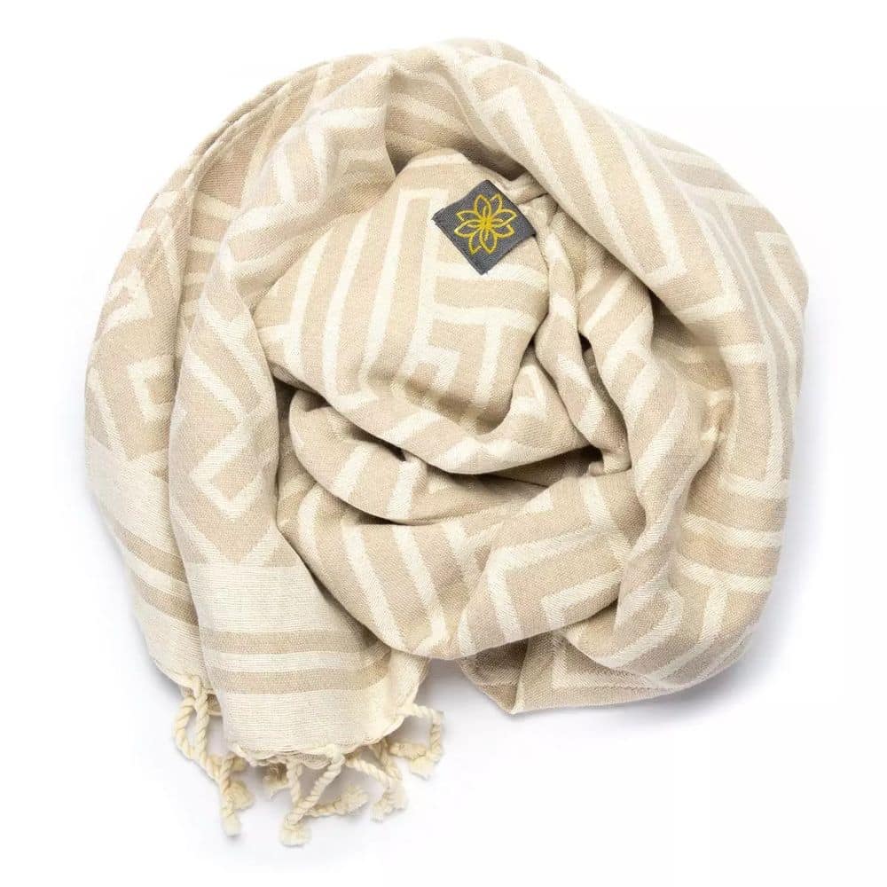 Tuch *Fouta* Hamamtuch Labyrinth, Natural Raffia 200x100cm
