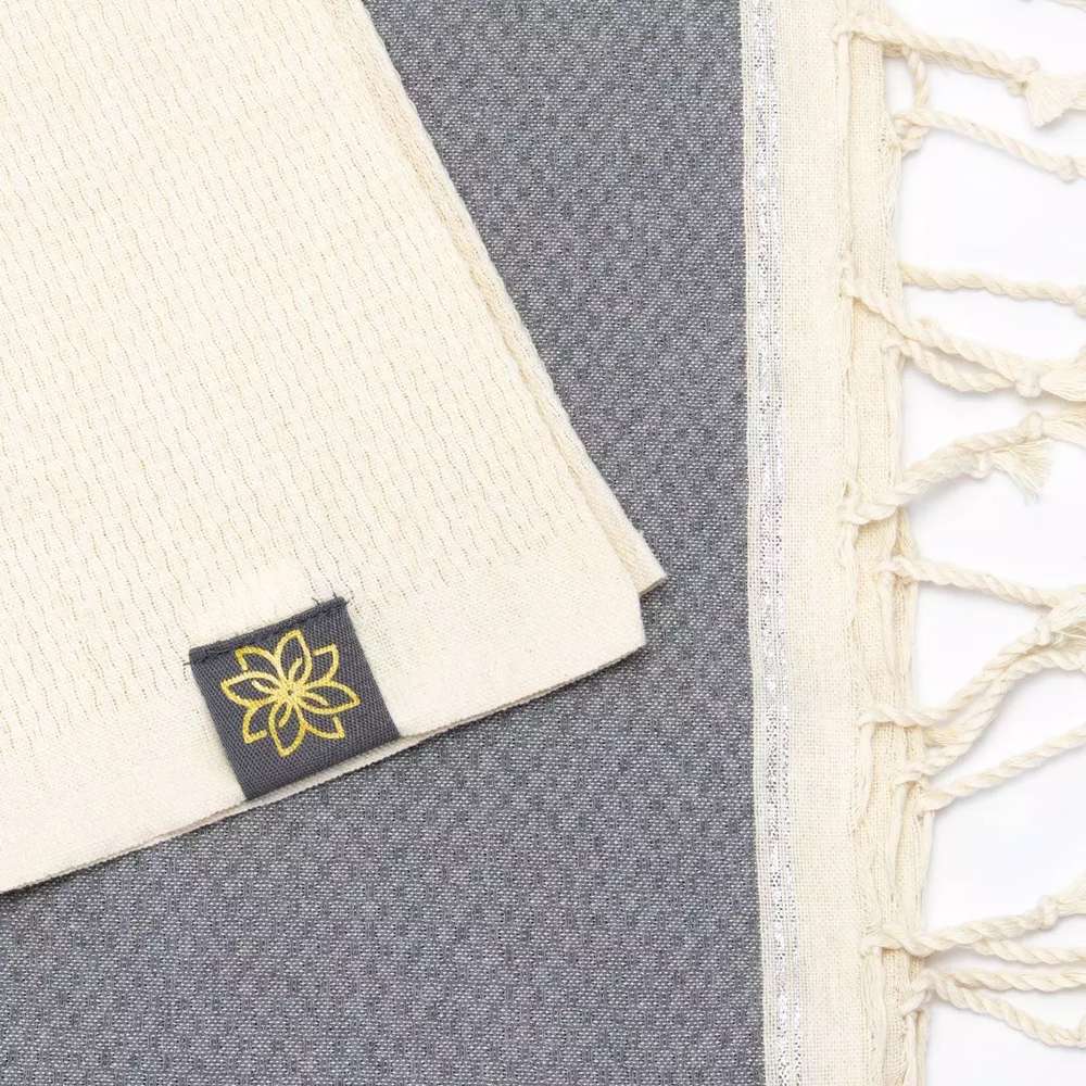 Tuch *Fouta* Hamamtuch Wabenmuster, Black Panther *Special Edition* 200x100cm