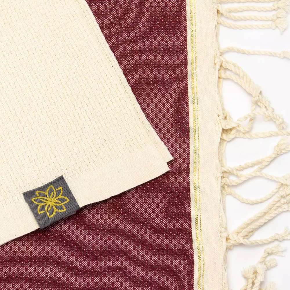 Tuch *Fouta* Hamamtuch Wabenmuster, Dark Cherry *Special Edition* 200x100cm
