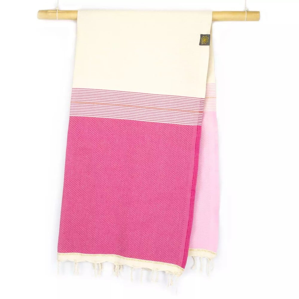 Tuch *Fouta* Hamamtuch Wabenmuster, Fuchsia Flower *Special Edition* 200x100cm