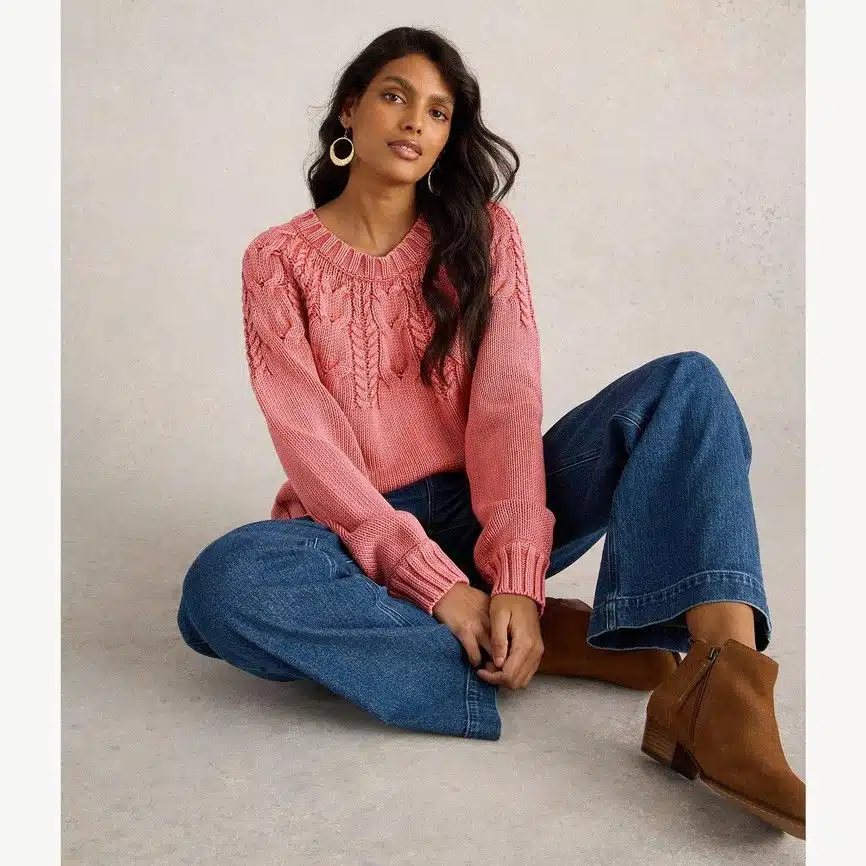 Pullover Zopfmuster *Mia*, Coral Pink