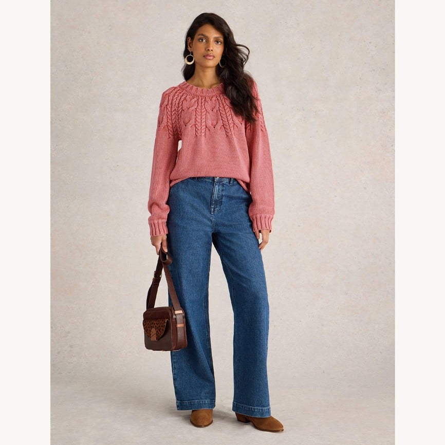 Pullover Zopfmuster *Mia*, Coral Pink