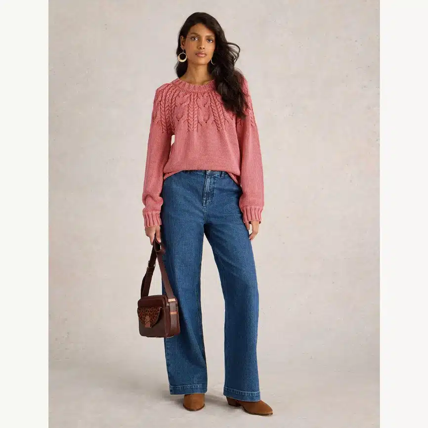 Pullover Zopfmuster *Mia*, Coral Pink